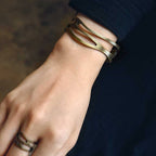 Fortune Jewel Vintage Curved Copper Brass Wealth Adjustable Cuff Bracelet Bangle
