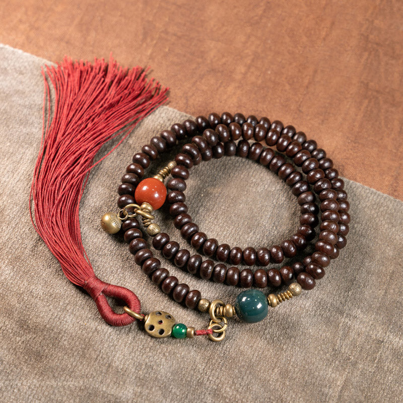 Fortune Jewel 108 Mala Beads Natural Tibet Purple Bodhi Seed Auspiciousness Bracelet