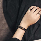 Fortune Jewel Ebony Wood Copper Peace Balance Couple Bracelet