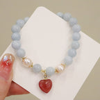 Fortune Jewel Natural Aquamarine Chalcedony Serenity Rabbit Gourd Cat Charm Bracelet
