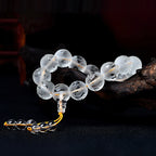 Fortune Jewel Tibet White Crystal Black Onyx Om Mani Padme Hum Meditation Bracelet