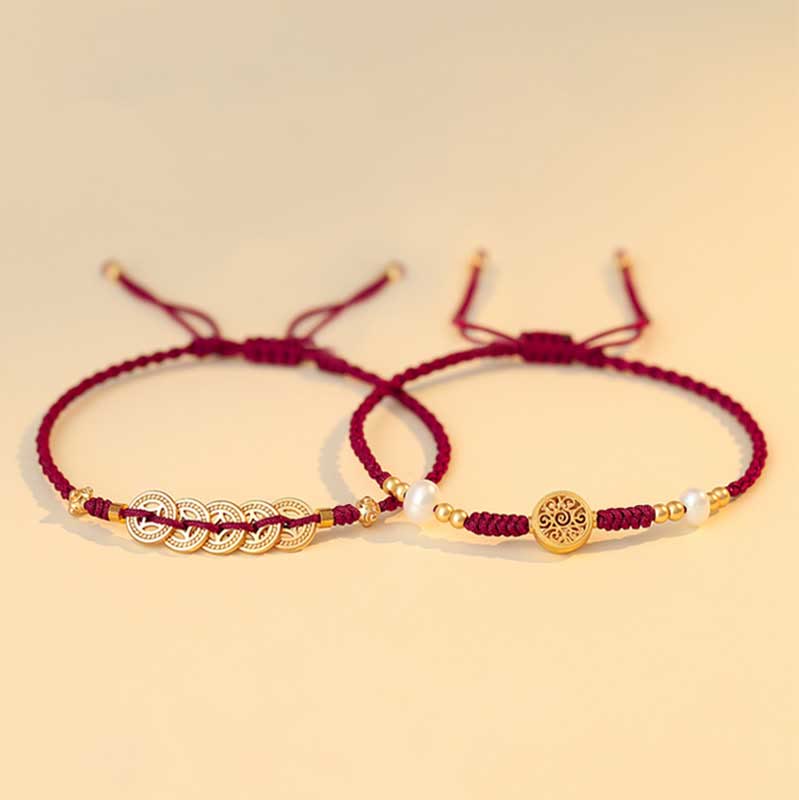 Fortune Jewel Copper Coin Fortune Tree Luck Strength Braided Bracelet