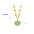 Fortune Jewel Oval Turquoise Strength Titanium Steel Necklace Pendant