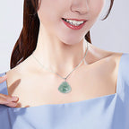 Fortune Jewel Laughing Buddha Jade Protection Calm Titanium Steel Chain Necklace Pendant Fortune Jewel