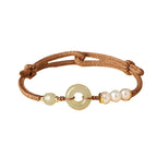 Fortune Jewel Natural Hetian Jade Pearl Peace Buckle Luck Bracelet