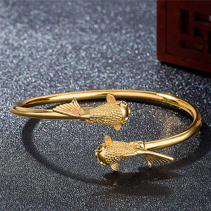 Fortune Jewel Double Koi Fish Copper Prosperity Wealth Bracelet