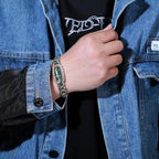 Fortune Jewel Tibetan Nine-Eye Dzi Bead Om Mani Padme Hum Turquoise Protection Rotatable Bracelet