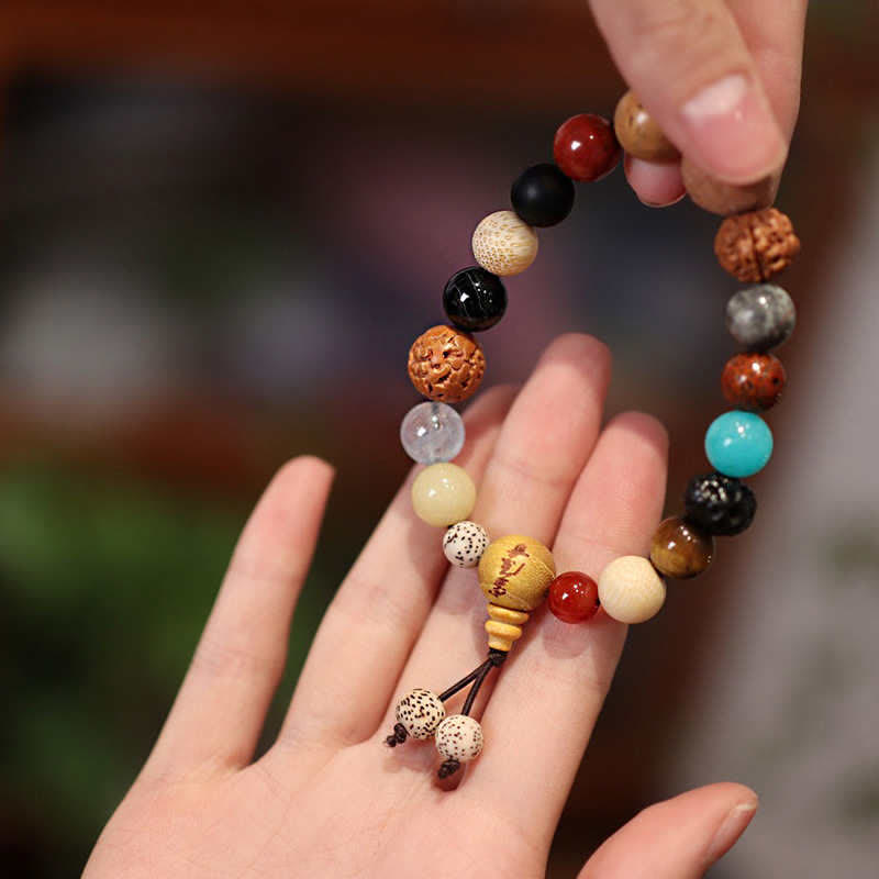 Fortune Jewel Bodhi Seed Agate Wisdom Harmony Wrist Mala Bracelet