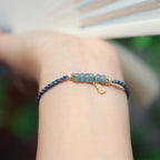 Fortune Jewel 925 Sterling Silver Natural Jade Gourd Rutilated Quartz Fu Character Luck Braid Bracelet