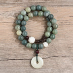 Fortune Jewel Cyan Bodhi Seed Lotus Jade Peace Buckle Wisdom Double Wrap Bracelet
