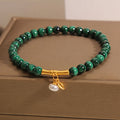 Fortune Jewel Natural Malachite Pearl Lucky Bamboo Anti-Anxiety Bracelet