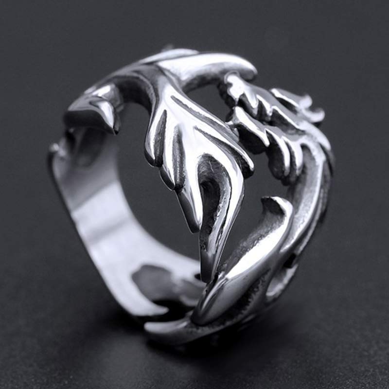 Fortune Jewel Dragon Pattern Protection Strength Adjustable Ring Fortune Jewel