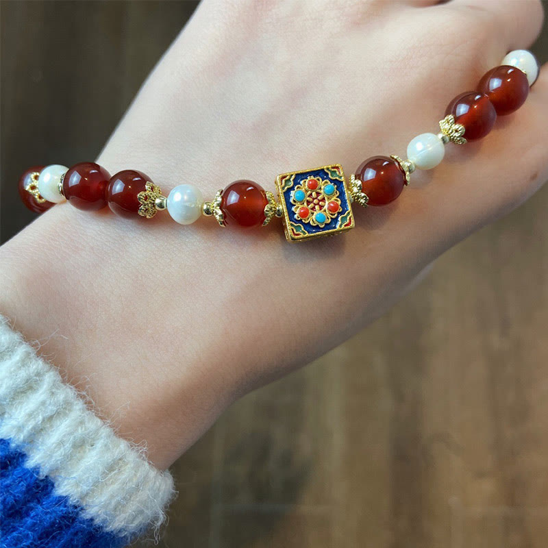 Fortune Jewel Red Agate Pearl Confidence Self-acceptance Bracelet