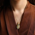 Fortune Jewel White Jade Peacock Protection Necklace Chain Pendant