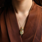 Fortune Jewel White Jade Peacock Protection Necklace Chain Pendant