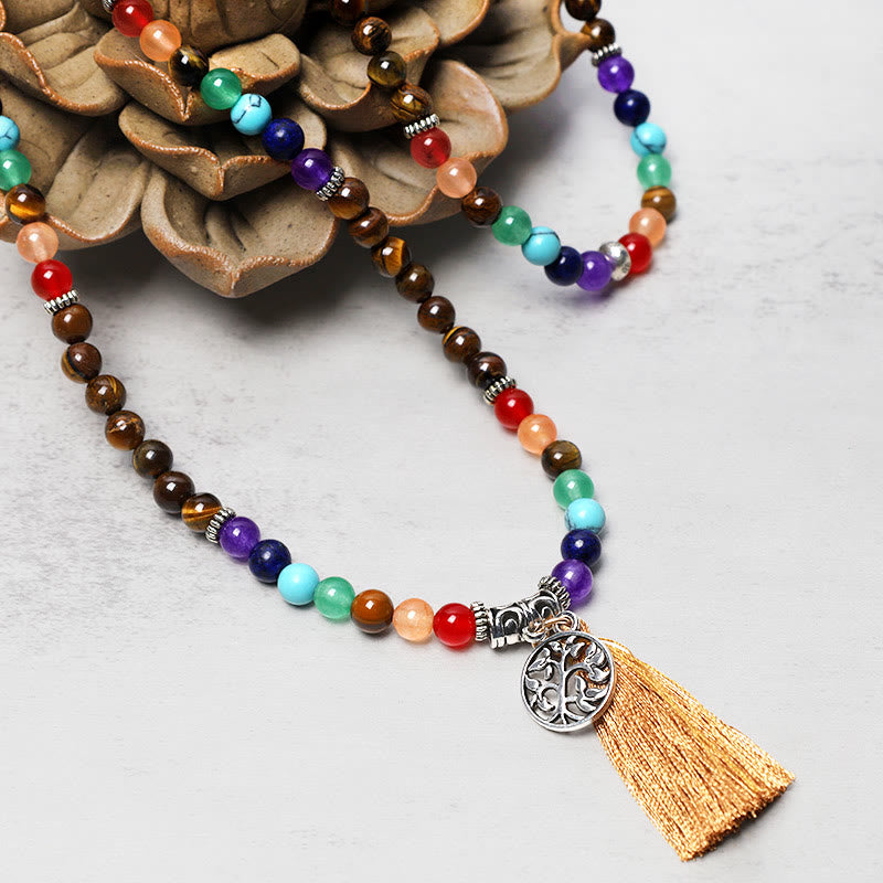 Fortune Jewel Healing Crystal Mala Prayer Beads 108 Meditation Healing Multilayer Bracelet Necklace