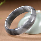 Fortune Jewel Natural Ink Color Golden Silk Jade Wealth Bracelet Bangle
