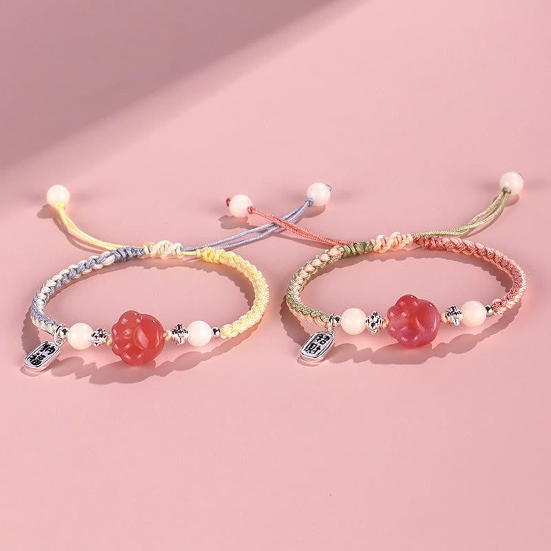 Fortune Jewel Yanyuan Agate Cat Claw Paw White Bodhi Seed Fu Character Positive Braided Rope Bracelet