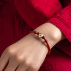 Fortune Jewel 925 Sterling Silver Chinese Zodiac Natal Buddha Cinnabar Calm Bracelet