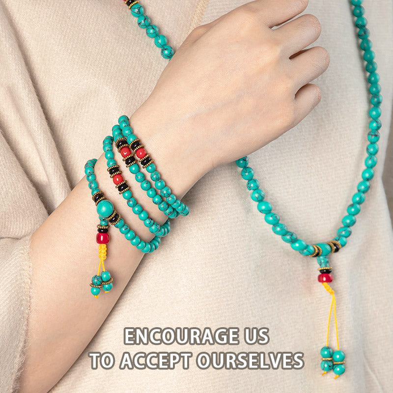 Fortune Jewel Tibetan Turquoise Healing Mala Bracelet