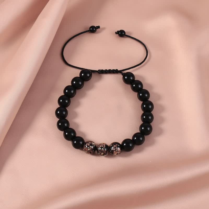 Fortune Jewel Black Obsidian Luminous Glowstone Strength Bracelet