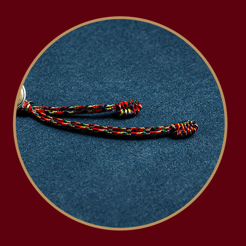 Fortune Jewel Handmade 925 Sterling Silver Chinese Zodiac Natal Buddha Protection Colorful Rope Bracelet