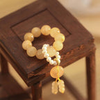 Fortune Jewel Citrine Peace Buckle Prosperity Happiness Wrist Mala