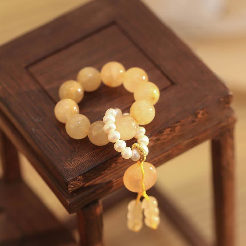 Fortune Jewel Citrine Peace Buckle Prosperity Happiness Wrist Mala
