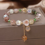 Fortune Jewel Strawberry Quartz Rutilated Quartz Fluorite Flower Healing Bracelet