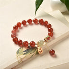 Fortune Jewel Natural Red Agate Jade Confidence Fortune Blessing Charm Bracelet