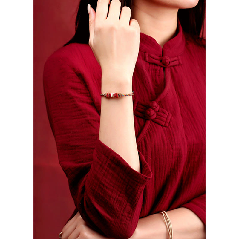 Fortune Jewel Handmade Dunhuang Color Luck Braid String Bracelet