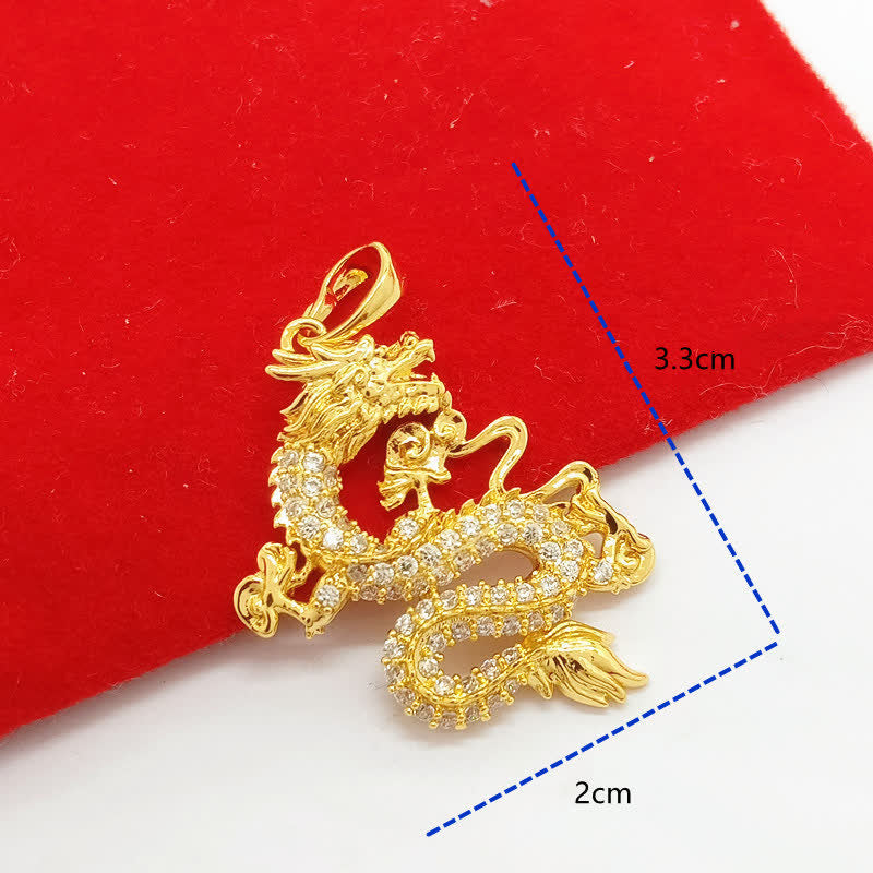 Fortune Jewel Gold Dragon Protection Necklace Pendant Fortune Jewel
