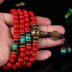 Fortune Jewel Tibetan Mala Red Turquoise Lucky Necklace Bracelet
