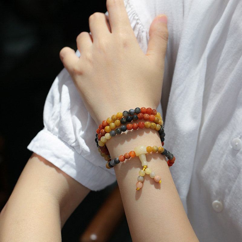Fortune Jewel 108 Beads Natural Red Agate Mala Protection Bracelet