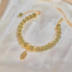 Fortune Jewel Jade Leaf Ginkgo Tulip Peanut Fu Character Luck Beaded Bracelet