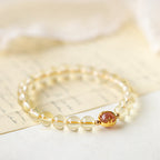 Fortune Jewel Golden Rutilated Quartz Strawberry Quartz Star Protection Bracelet