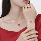 Fortune Jewel 925 Sterling Silver Year of the Dragon Cinnabar Red Agate Dragon Protection Bracelet Necklace Pendant Earrings Ring