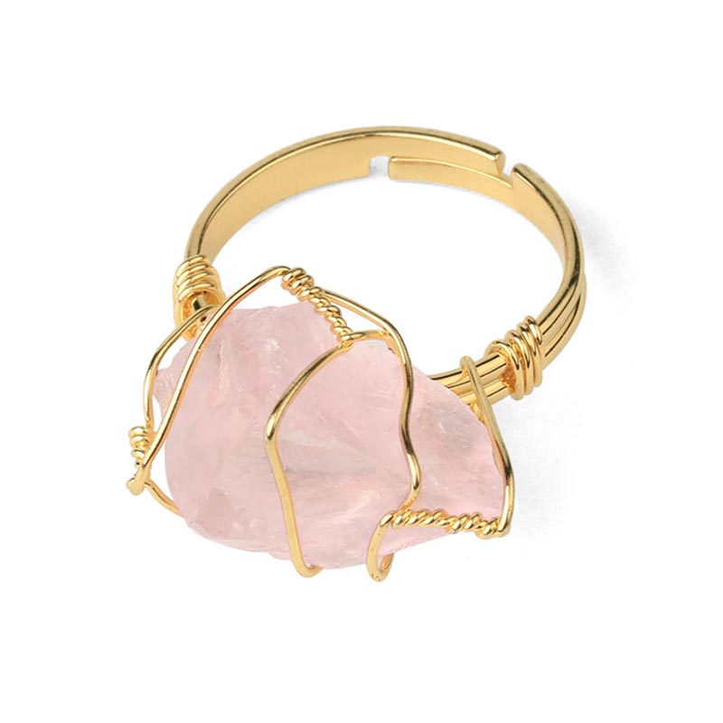 Fortune Jewel Natural Crystal Gemstone Amethyst Adjustable Ring