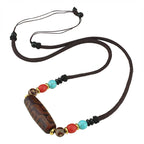 Fortune Jewel Tibetan Nine-Eye Dzi Bead Three-eyed Dzi Bead Protection String Necklaces Pendant