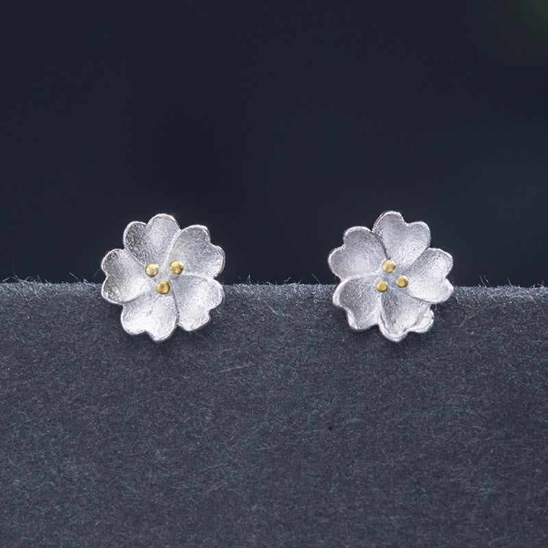 Fortune Jewel 925 Sterling Silver Cherry Blossoms Floral Calm Stud Earrings