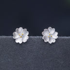 Fortune Jewel 925 Sterling Silver Cherry Blossoms Floral Calm Stud Earrings