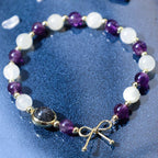 Fortune Jewel Amethyst Cat Eye Black Rutilated Quartz Spiritual Bead Bracelet