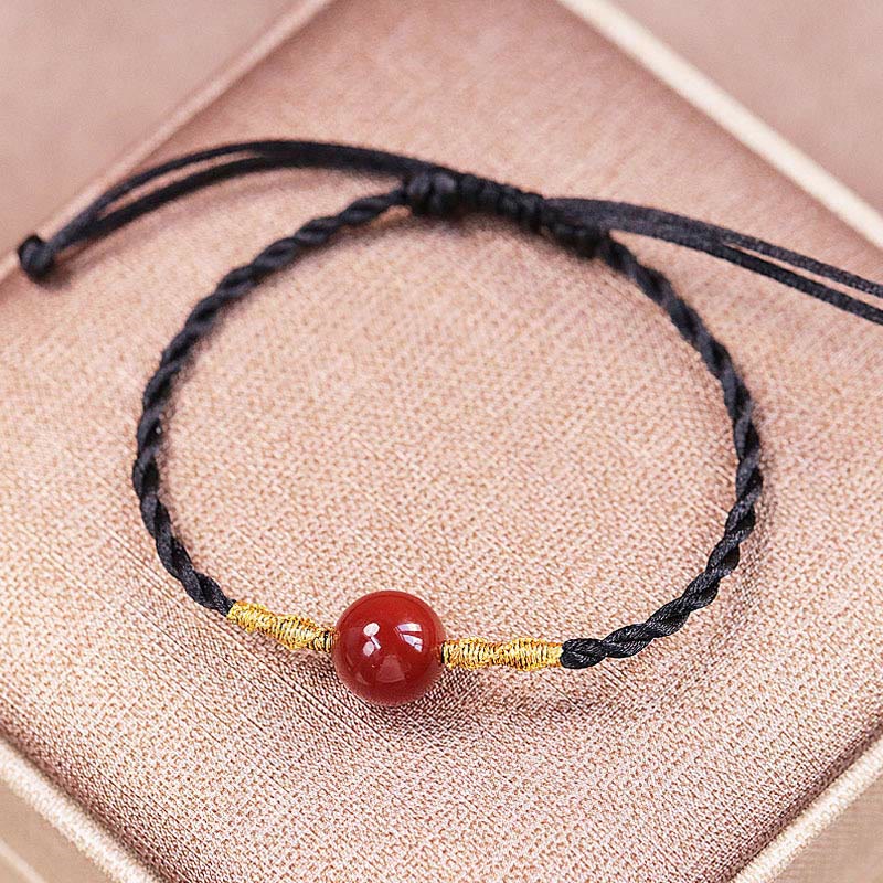 Fortune Jewel Natural Red Agate Chalcedony Self-acceptance Confidence String Bead Bracelet Necklace Pendant