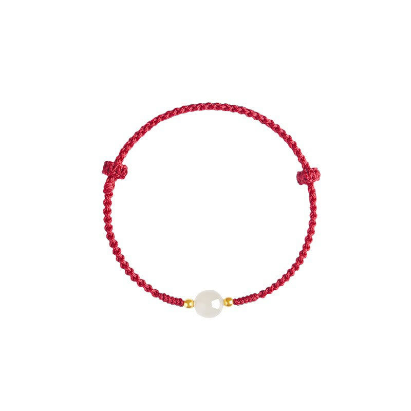 Fortune Jewel Handcrafted Round Jade Lucky Bead Prosperity Braided Bracelet
