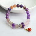 Fortune Jewel Natural Amethyst Crystal Inner Peace Healing Bead Charm Bracelet