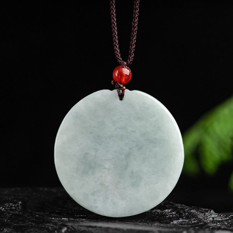 Fortune Jewel Natural Jade Lotus Flower Carved Prosperity Necklace Pendant Fortune Jewel
