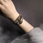 Fortune Jewel Vintage Lava Rock Brass Copper Healing Multilayered Bracelet