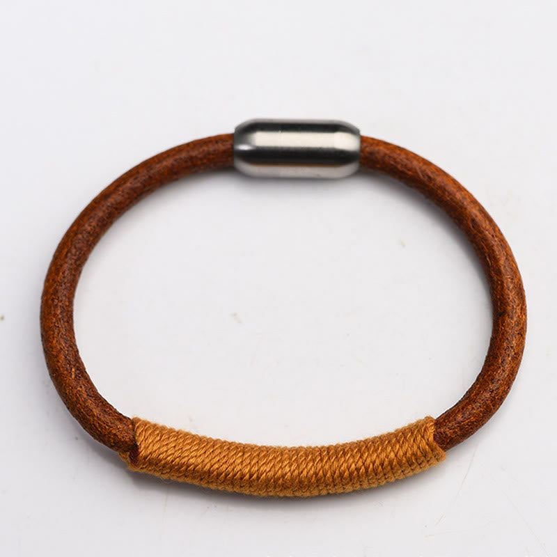 Fortune Jewel Tibetan Leather Handmade Five Elements Luck Braid String Buckle Bracelet