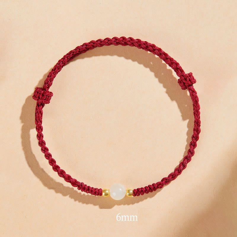 Fortune Jewel Handcrafted Round Jade Lucky Bead Prosperity Braided Bracelet