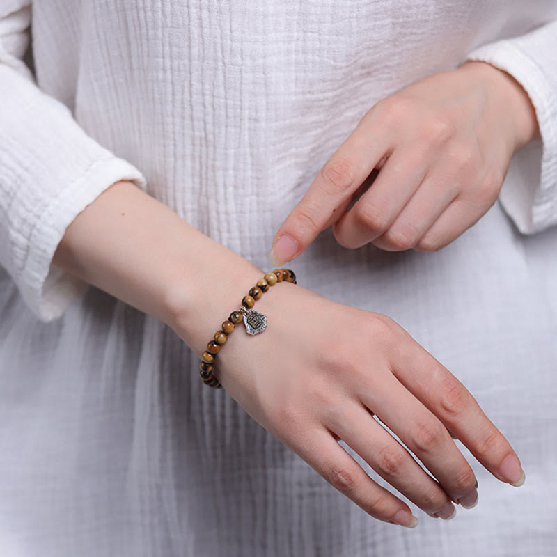 Fortune Jewel 925 Sterling Silver Natural Golden Sea Willow Zakiram Goddess of Wealth Lucky fortune Fu Character Success Bracelet